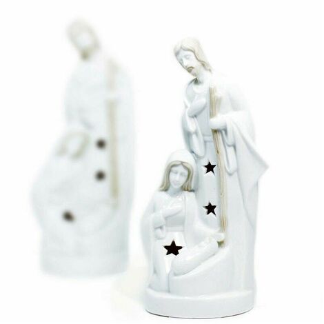 Natività sacra famiglia addobbi natalizi per casa da regalo con luci a led  19 cm