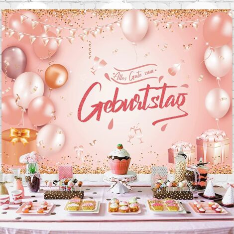Natooz Geburtstagshintergrund in Roségold, 210 x 150 cm, Geburtstagsbanner