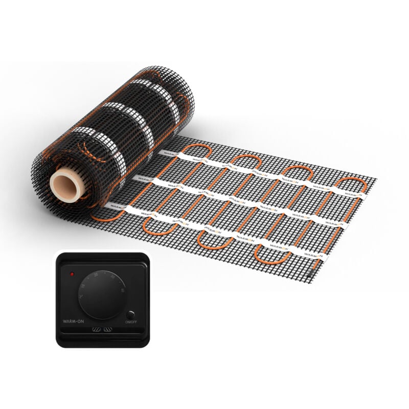 Chauffage au sol électrique pour carrelage Warmon ultra 200 W/m² + Thermostat AC3082H analogique, noir - 1 m²