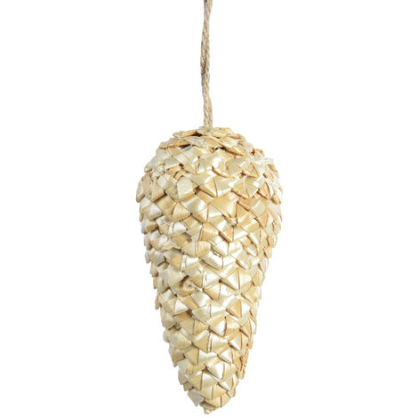 Natürliche Stroh Weihnachtskugel L 7cm x B 7cm x H 16cm