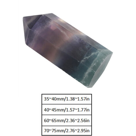 Natürlicher Fluorit-Quarz-Kristallstab, sechseckige Form, 35–40 mm, Heilstein und Wohnaccessoire, ein einzigartiges Geschenk