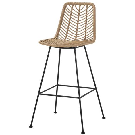 Natürlicher synthetischer Rattanhocker Schwarz 53X58X109Cm