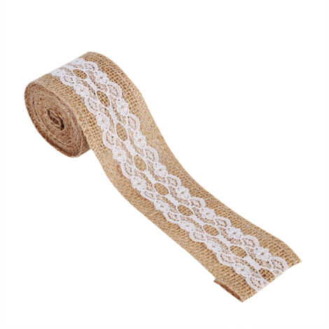 Natürliches Juteband mit weißer Spitze – Rustikale Dekoration für Hochzeiten und Partys 5