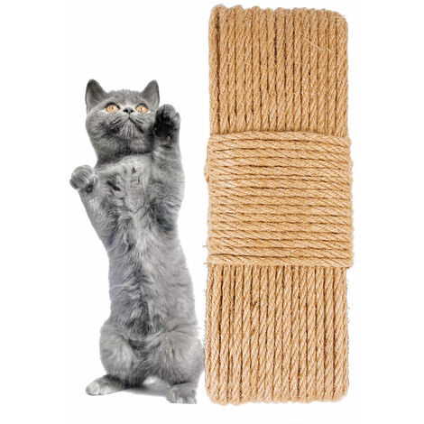 Natürliches Sisalseil, 50 m, Sisalspielzeug, Katzenkratzbaum, Dicke: 6 mm, schützt Katzen beim Schleifen, Krallenspielzeug, Krabbelmaterialien