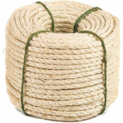 Natürliches Sisalseil, 8 mm, Ersatz für altes Seil, ideales Zubehör zum Ersetzen von Kratzbaumpfosten (8 mm, 20 m)