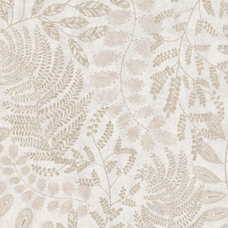 Profhome - Natur Tapete 388302 Vliestapete Glatt Mit Floralen Ornamenten Schimmernd Creme Gold Beige 5, 33 M2