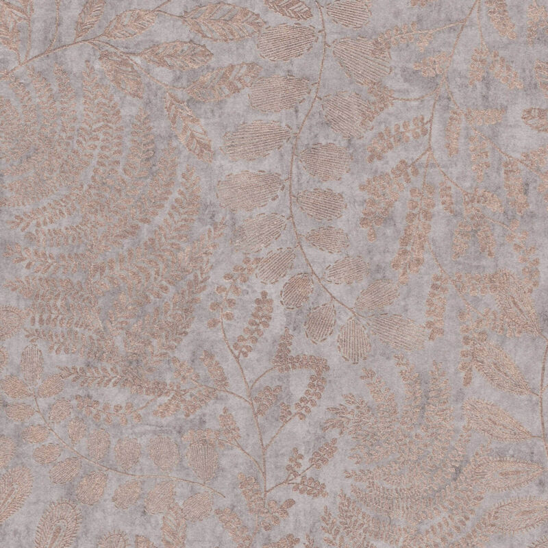 Profhome - Natur Tapete 388303 Vliestapete Glatt Mit Floralen Ornamenten Schimmernd Beige Rosa Gold 5, 33 M2