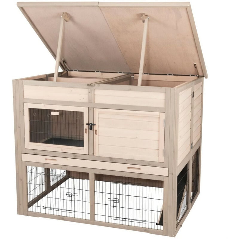 Clapier avec isolation Natural - XL - 120 x 98 x 94 cm - Gris - Pour rongeur et lapin - Trixie
