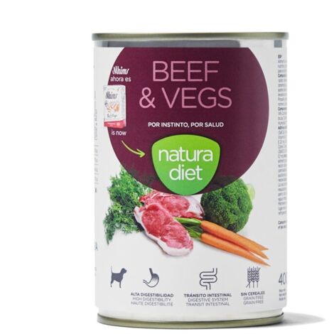NATURA DIET DOG Bœuf et légumes, boîte de 400 g x12