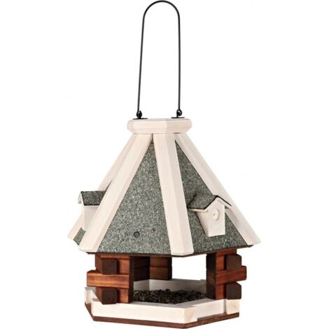 Natura mangeoire oiseaux suspendue, en pin ø 36 × 35 cm, brun/blanc