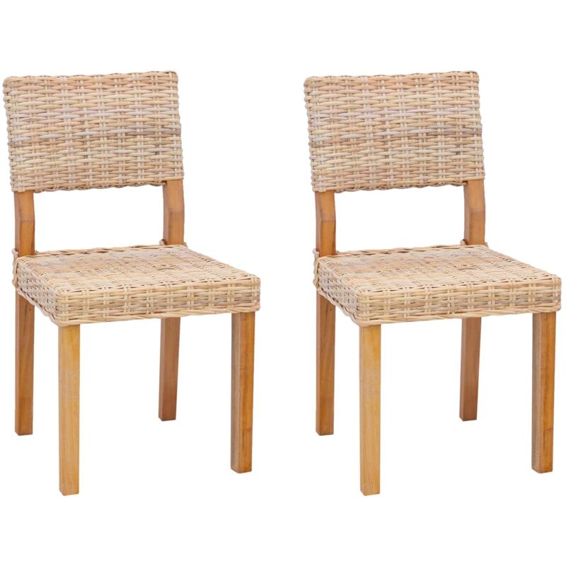 Dining Chair 2 Pcs Natural 46 X 55 X 84 Cm Kubu Rattan Vidaxl