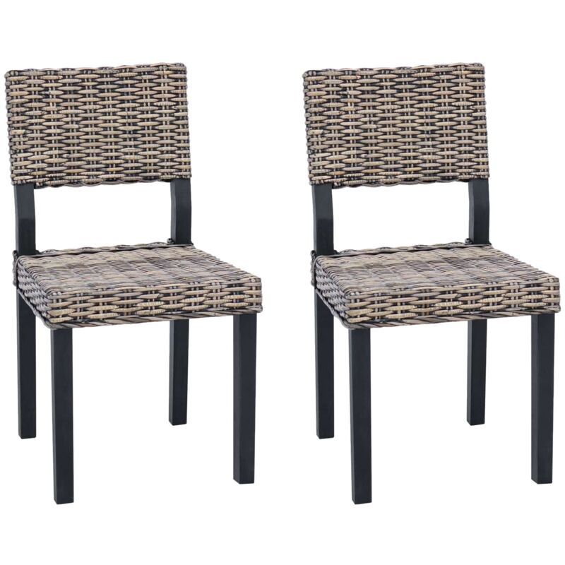 Dining Chair 2 Pcs Black Wash 46 X 55 X 84 Cm Kubu Rattan Vidaxl