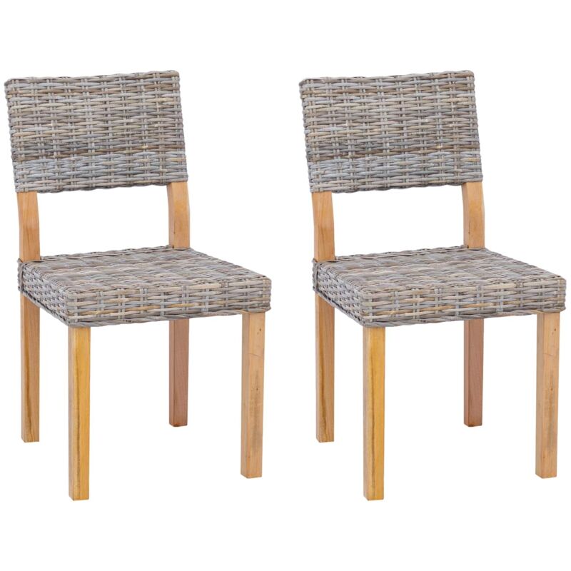 Dining Chair 2 Pcs Kubu Grey 46 X 55 X 84 Cm Kubu Rattan Vidaxl