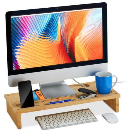 Natural bamboo monitor stand