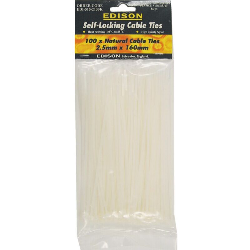 Edison - Natural Cable Ties 12.7X580MM (Pk-100)