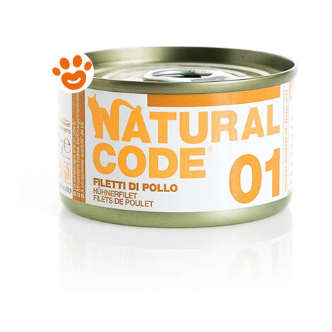 Natural Code 1 Cat Adult Filetti di Pollo  - Natural Code 1 Cat Adult Filetti di Pollo - Lattina Da 85 Gr