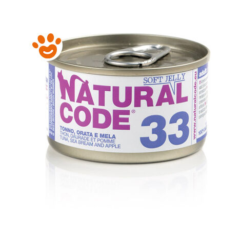 Natural Code 33 Cat Adult al Tonno e Orata e Mela in Jelly  - Natural Code 33 Cat Adult al Tonno e Orata e Mela in Jelly - Lattina Da 85 Gr