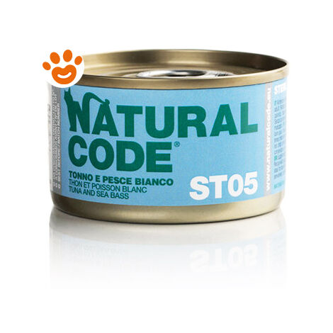 Natural Code Gatto Sterilizzato Lattina 85gr Tonno e Pesce Bianco
