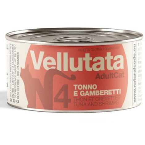 Natural Code Gatto Vellutata in Lattina 85gr 4 Tonno e Gamberetti