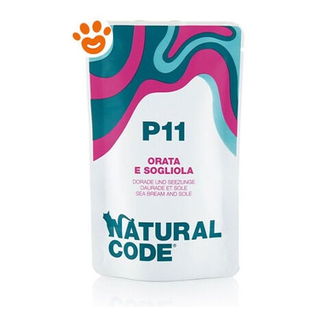 Natural Code P11 Cat Adult con Orata e Sogliola  - Natural Code P11 Cat Adult con Orata e Sogliola - Bustina Da 70 Gr