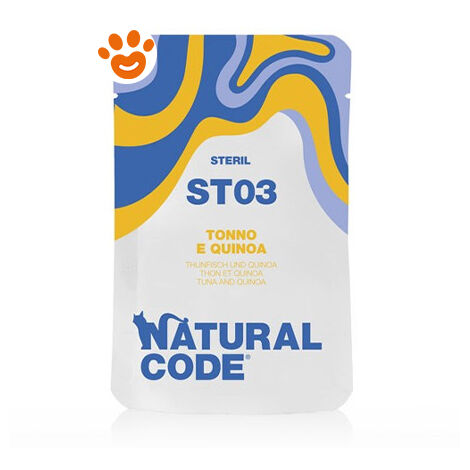 Natural Code ST03 Cat Adult Sterilizzato al Tonno e Quinoa  - Natural Code ST03 Cat Adult Sterilizzato al Tonno e Quinoa - Bustina Da 70 Gr