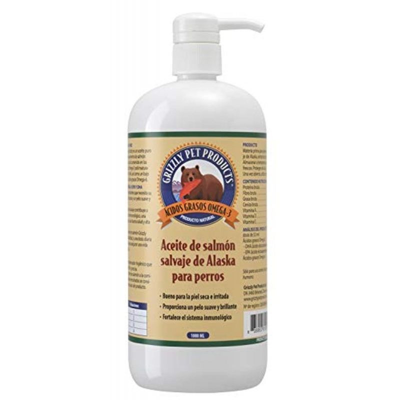 

Aceite de Salmón Salvaje de Alaska Grizzly. Producto Natural Puro para su Mascota. 500 ml - Natural Greatness