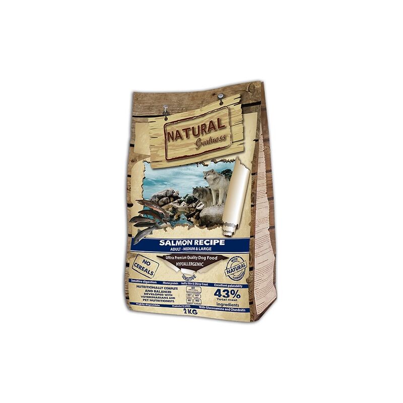 

NATURAL GREATNESS RECETA SALMÓN SENSITIVE MEDIUM-LARGE Pienso Sin Cereales para Perros Medianos/Grandes, 2 kg