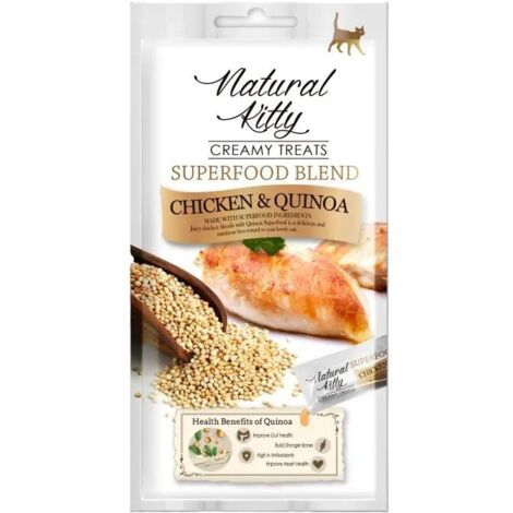 Natural Kitty  Superfood-Creme-Leckerlis  Katzenleckerlis 48 g – Huhn und Quinoa (4 x 14 g)