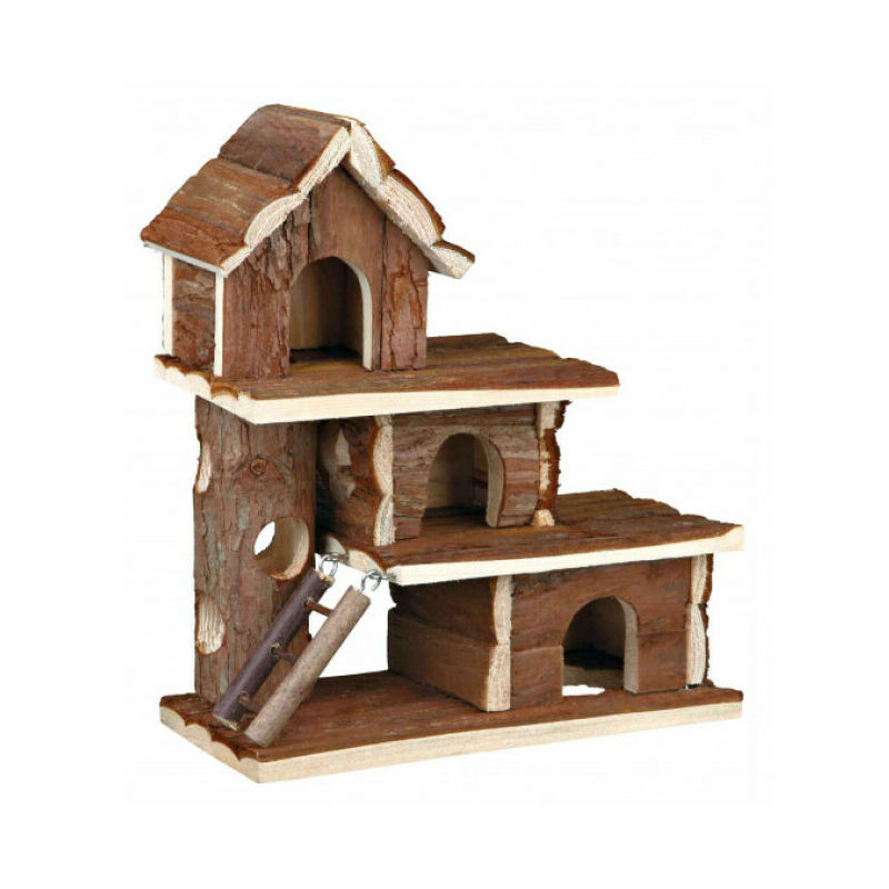 Maison avec tunnel et échelle en bois pour petits rongeurs Tammo 25 x 30 x 12 cm - Trixie