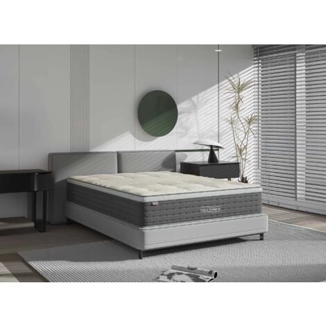 NATURAL - Matelas hybride NATURAL 180 x 200 cm ressorts ensachés et soie épaisseur 29 cm