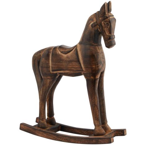 Natural Rocking Horse - Wood - L8 x W25 x H32 cm - Brown