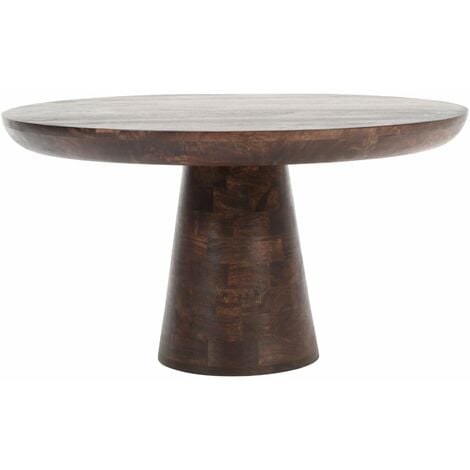 VERTY FURNITURE Natural Solid Dark Mango Wood Round Coffee Table