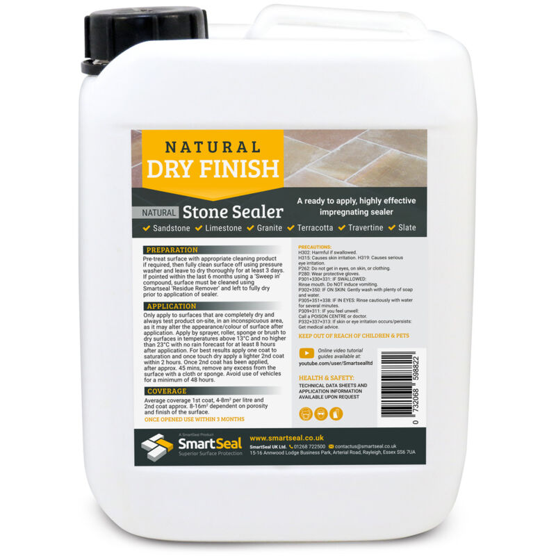 Smartseal - Sandstone/Natural Stone Sealer - Dry Finish - 5 Litre