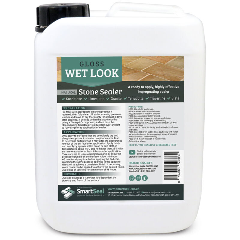 Smartseal - Sandstone/Natural Stone Sealer - Wet Look - 5 Litre