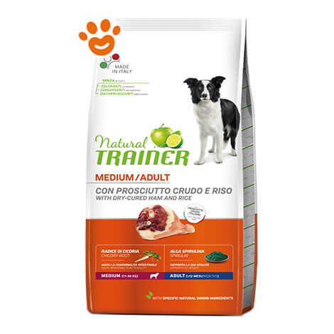 Natural Trainer Dog Adult Medium Prosciutto Crudo - Sacco 3 Kg - Cibo Secco Cani