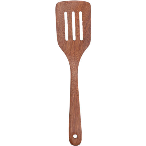 Natural Wood Long Handle Spatula Frying Spatula Round Hole Wall Mounted Kitchen UtensilLeak Spatula