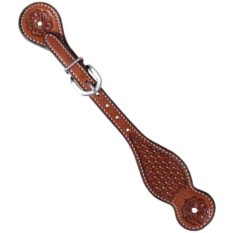 naturale - Lacci per speroni in cuoio lavorazione basket con fibbie in acciaio 5/8"