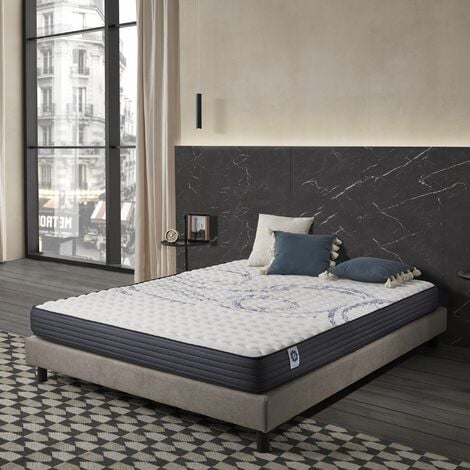 Naturalex - Matelas Perfect Sleep - 140x190 cm - Mousse mémoire de forme HR, Blue Latex, Hypoallergénique - Équilibré - 7 zones de confort - Face été/Hiver