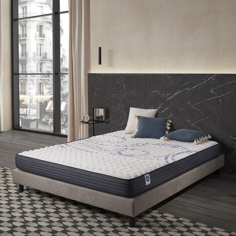 Naturalex - Matelas Perfect Sleep - 140x190 cm - Mousse mémoire de forme HR, Blue Latex, Hypoallergénique - Équilibré - 7 zones de confort - Face été/Hiver