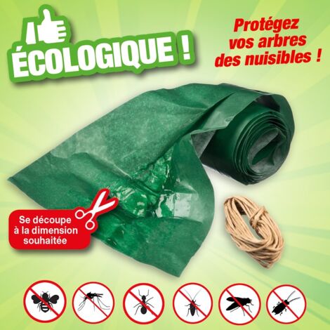 Nature – Bande de glue attrape insectes 150 cm – Pour piéger fourmis et chenilles – Fixation facile avec cordelette incluse