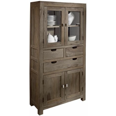 NATURE GREY 61 Mobile dispensa in legno di sheesham - oliato / grigio 90x40x180