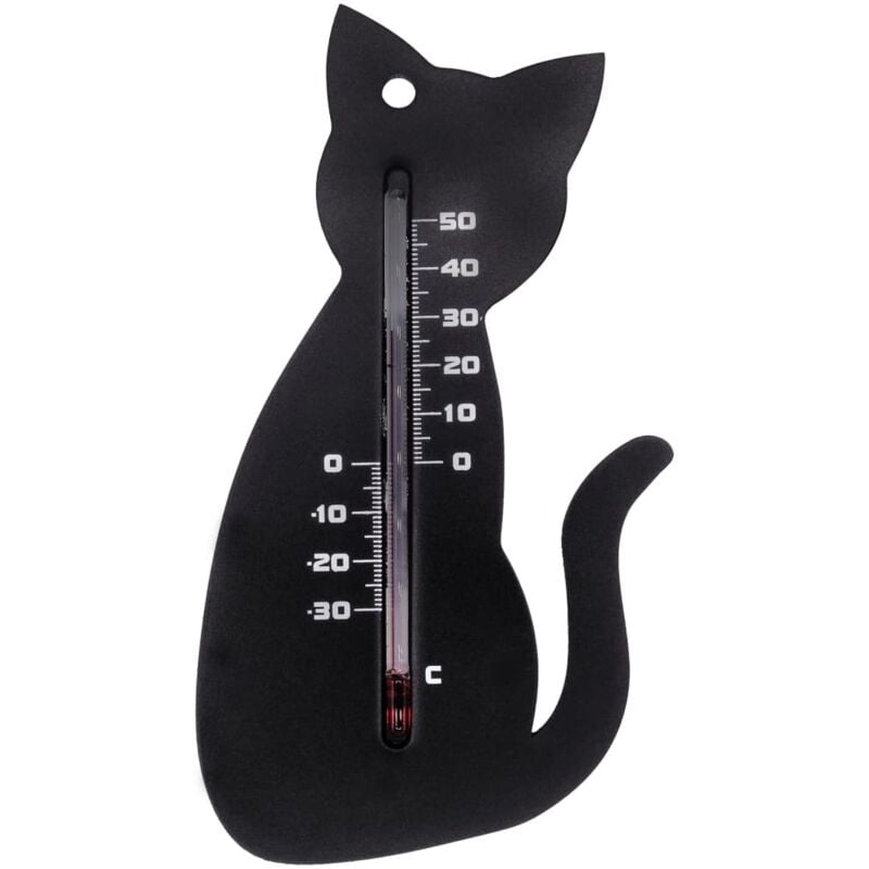 Nature - Outdoor Wall Thermometer Cat Black