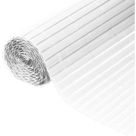 Nature Valla cañizo de ocultación jardín doble cara PVC blanco 1,5x3 m