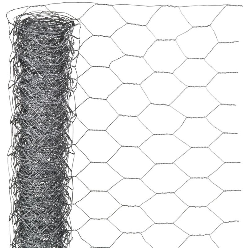 

Malla de alambre hexagonal acero galvanizado 0,5x10 m 40 mm - Gris - Nature
