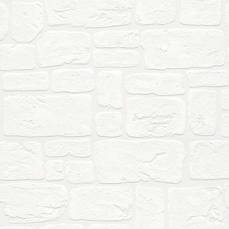 Profhome - Nature Wallpaper Wall 204042 Textured Wallpaper Slightly Textured With Nature-inspired Pattern Matt White 5.33 M2 (57 Ft2)
