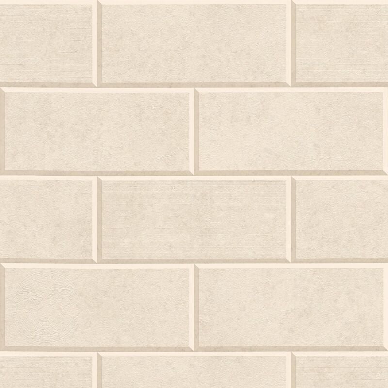 Stone tile wallpaper wall Profhome 343221 non-woven wallpaper slightly textured stone look matt beige cream 7.035 m2 (75 ft2) - beige