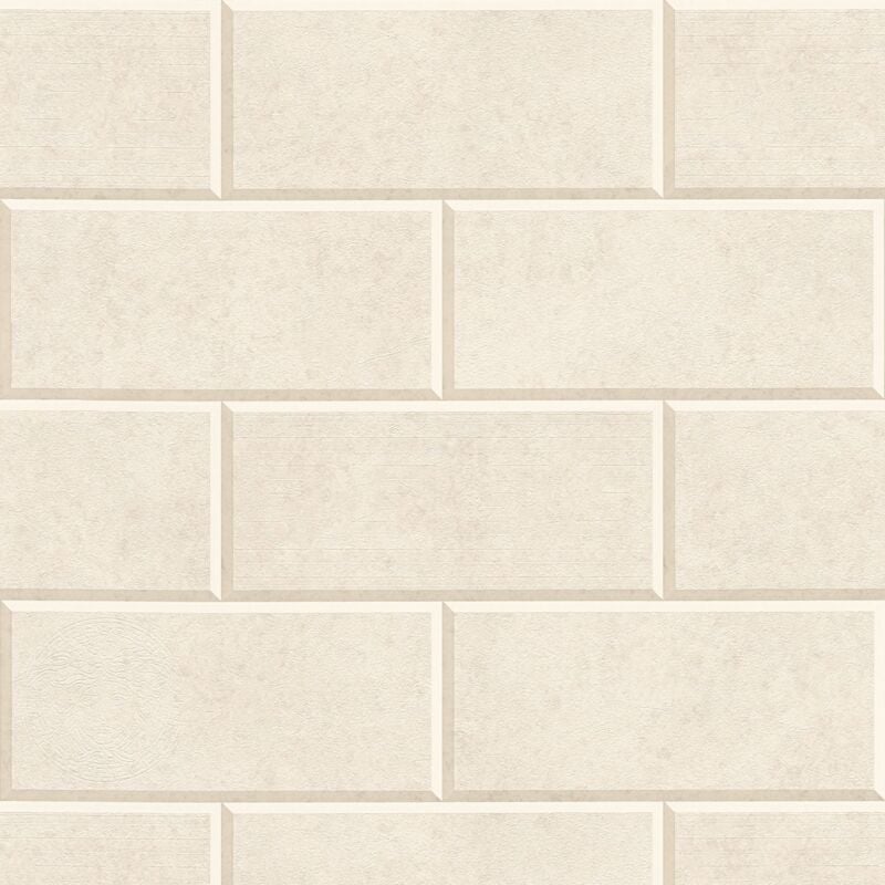 Stone tile wallpaper wall Profhome 343225 non-woven wallpaper slightly textured stone look matt beige cream 7.035 m2 (75 ft2) - beige
