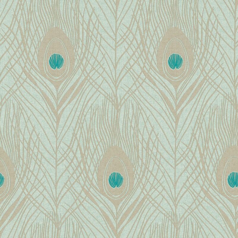 Nature wallpaper wall Profhome 369713 non-woven wallpaper slightly textured with exotic design matt green blue gold 5.33 m2 (57 ft2) - green