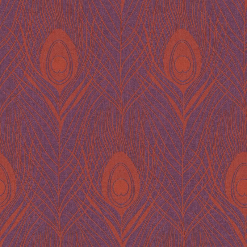 Profhome - Nature Wallpaper Wall 369715 Non-woven Wallpaper Slightly Textured With Exotic Design Matt Red Violet Gold 5.33 M2 (57 Ft2)