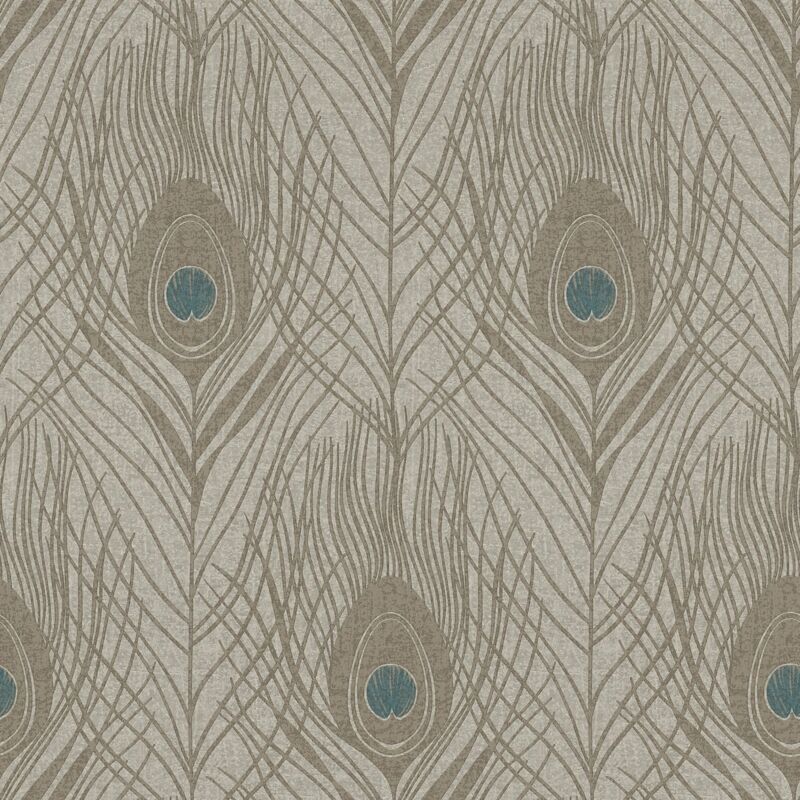 Profhome - Nature Wallpaper Wall 369716 Non-woven Wallpaper Slightly Textured With Exotic Design Matt Brown Grey Blue 5.33 M2 (57 Ft2)